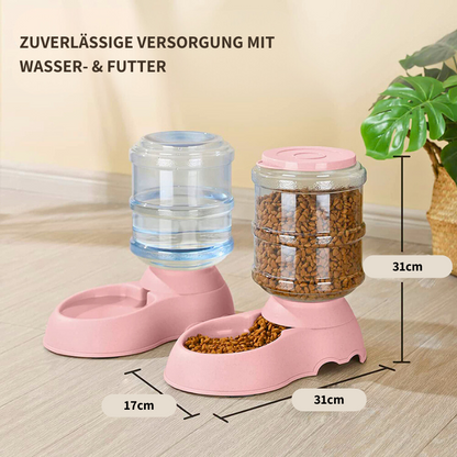 Automatischer Wasser- und Futterspender - perfekt versorgt, rund um die Uhr!