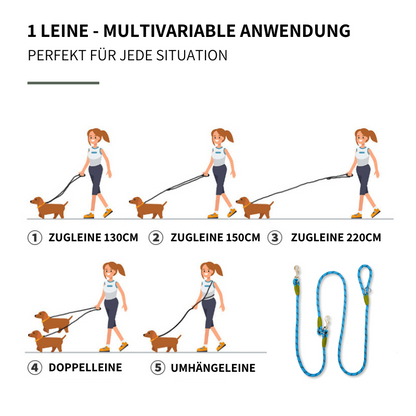 Verstellbare Tau-Umhängeleine für Hunde - flexibel in jeder Situation